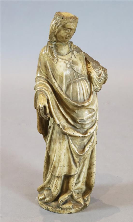 A 15th century Florentine carved white marble statue of the Virgin and Child 21.5in. (a.f)